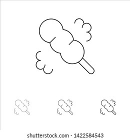 Broom, Duster, Wash Bold and thin black line icon set