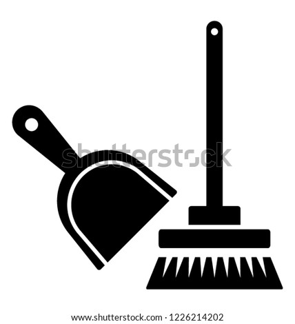 
Broom with dustpan, brooming tools 
