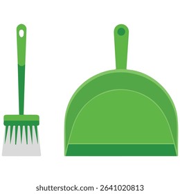 Broom and dustpan cleaning tools isolated vector illustration on white background