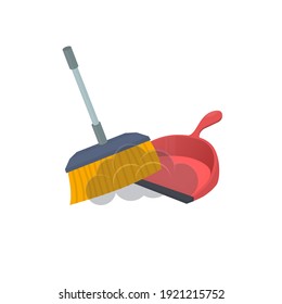 Broom and dustpan. Cleaning, vector illustration