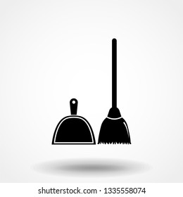 Broom and dustpan icon. Simple illustration of broom and dustpan vector icon for web