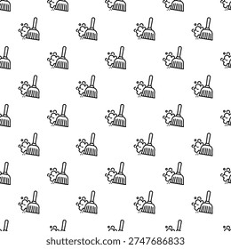Broom and dustpan icons creating a repeating pattern for housekeeping concepts