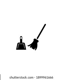 Broom With Dustpan Icon,vector Best Flat Icon.