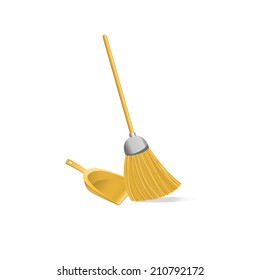 Broom And Dustpan isolated on  white background