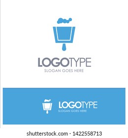 Broom, Dustpan, Sweep Blue Solid Logo with place for tagline
