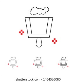 Broom, Dustpan, Sweep Bold and thin black line icon set. Vector Icon Template background