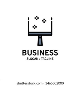 Broom, Dustpan, Sweep Business Logo Template. Flat Color. Vector Icon Template background