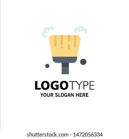 Broom, Dustpan, Sweep Business Logo Template. Flat Color