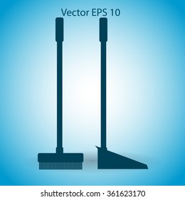 broom and dustpan vector illustration