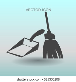 broom and dustpan vector illustration