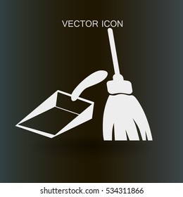 broom and dustpan vector illustration