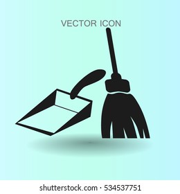 broom and dustpan vector illustration
