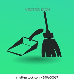 ilustração de vetor de vassoura e poeira