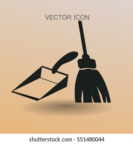 ilustración vectorial de escoba y dustpan