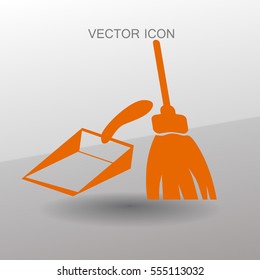 ilustración vectorial de escoba y dustpan
