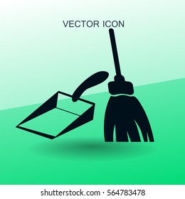 ilustración vectorial de escoba y dustpan
