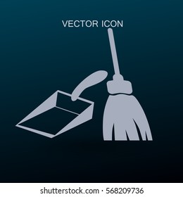 broom and dustpan vector illustration
