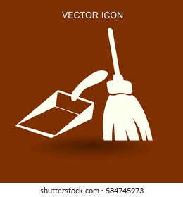 broom and dustpan vector illustration