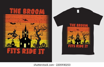 The broom fits ride it retro Halloween Design
