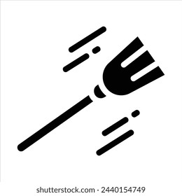 escoba en estilo de diseño plano