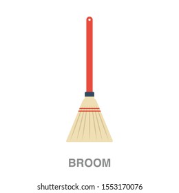 Broom flat icon on white transparent background. You can be used broom icon for several purposes.