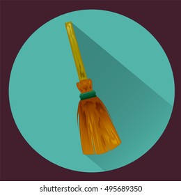 Broom. Halloween accessory object. Broom cartoon vector illustration 