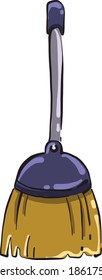Broom for home, illustration, vector on white background.