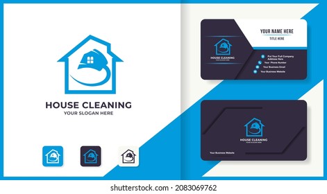 broom house combination logo for cleaning service inspiration logo