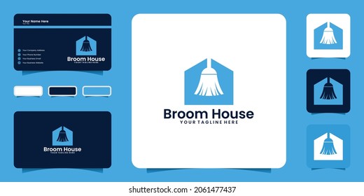 Broom house logo design inspiration, clean house and business card inspiration