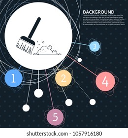 Broom icon with the background to the point and with infographic style. Vector illustration