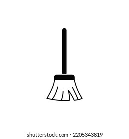  Broom icon in black flat glyph, filled style isolated on white background