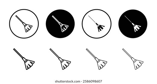 Broom icon Black line art vector logo set