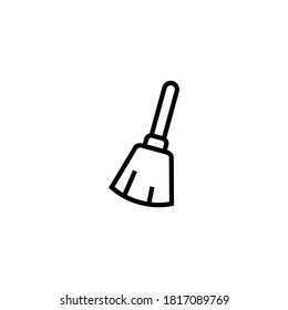 Broom Icon  in black line style icon, style isolated on white background