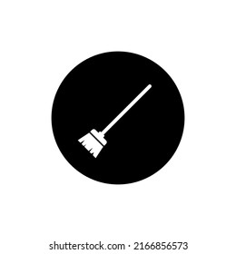 Broom icon in black round
