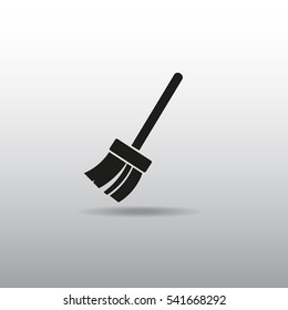 Broom icon, black vector illustration