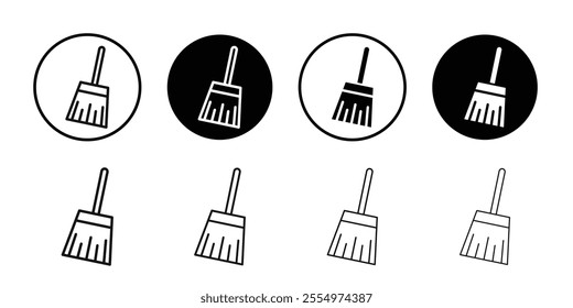 Broom icon Black and white outline vector