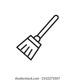 Icono de escoba signo de contorno de Vector blanco y negro