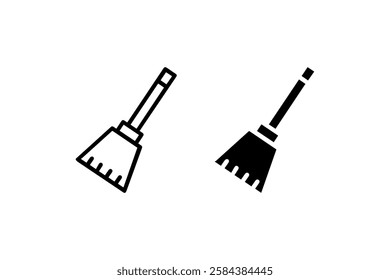 Broom icon in black and white vector