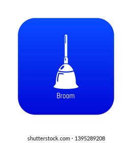 Broom icon blue vector isolated on white background