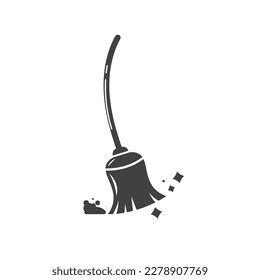 broom icon of cleaner vector illustration design template web