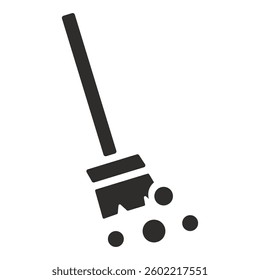 broom icon, cleaning symbol, flat vector illustration on white background