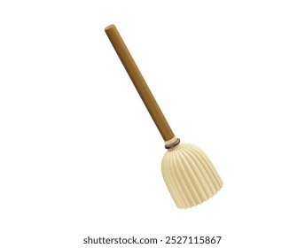 Broom Icon Cleaning and Witch Illustration 3d render