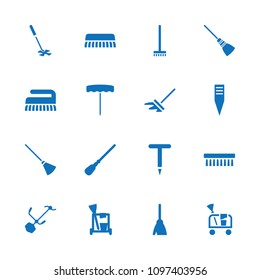 Broom icon. collection of 16 broom filled icons such as cleaning tools, mop, clean brush. editable broom icons for web and mobile.