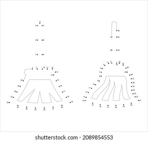 Icono De Broom Conectar Los Puntos, Icono De Herramienta De Limpieza De Fibra Estrecha, Ilustración De Arte Vector De Broomstick, Juego De Rompecabezas Que Contiene Una Secuencia De Puntos Numerados