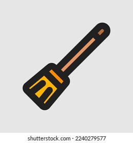 Broom icon in filled line style about furniture, use for website mobile app presentation