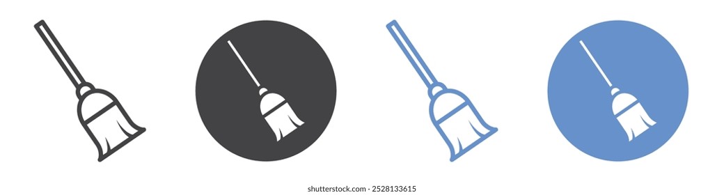 Broom icon Flat art in black and white isolated