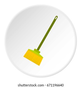Broom icon in flat circle isolated vector illustration for web