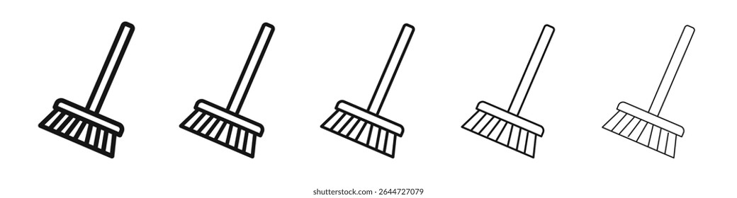 Broom icon flat illustration set logo
