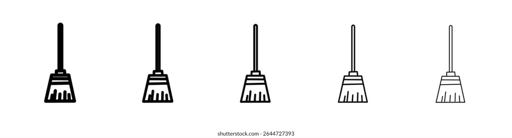 ícone da vassoura ilustração plana definir logotipo
