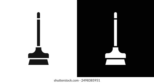 Broom icon flat line symbol set.